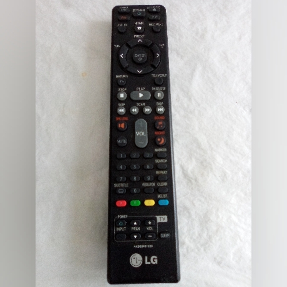 LG Black Remote with Colorful Buttons Model # AKB69491503